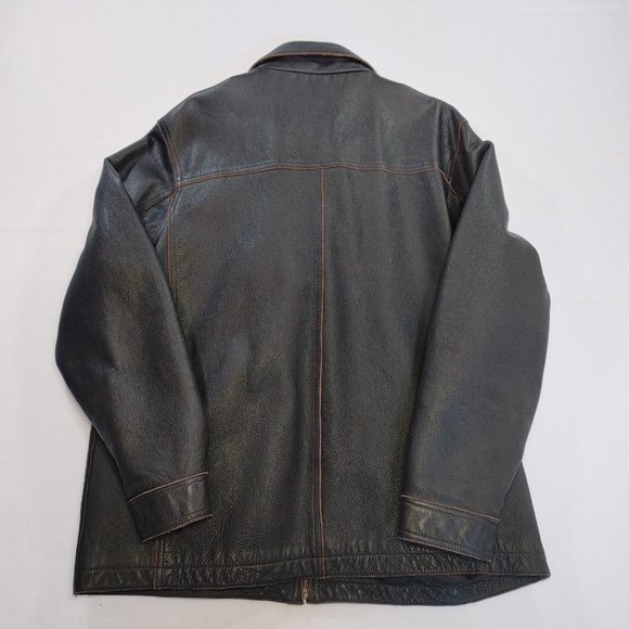 Sonoma Men’s Brown Heavy Leather Jacket Size XL Zip Front Collared Lined - Picture 10 of 13